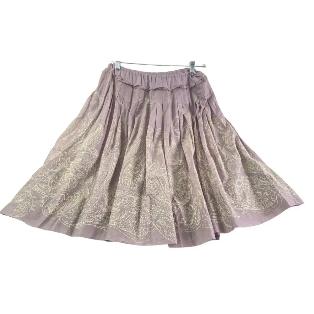TALBOTS Women‎ A-Line Embroidered Full Skirt Sz 10 Light Lavender Modest 79-25